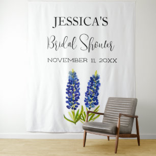 Bluebonnets Flowers Bridal Shower Welcome Sign Tapestry