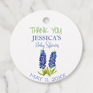Bluebonnets Flowers Texas Baby Shower Girl Favour Tags