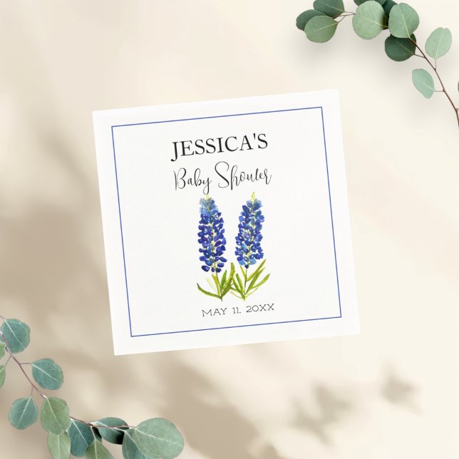 Bluebonnets Flowers Texas Baby Shower Girl Napkin (Creator Uploaded)