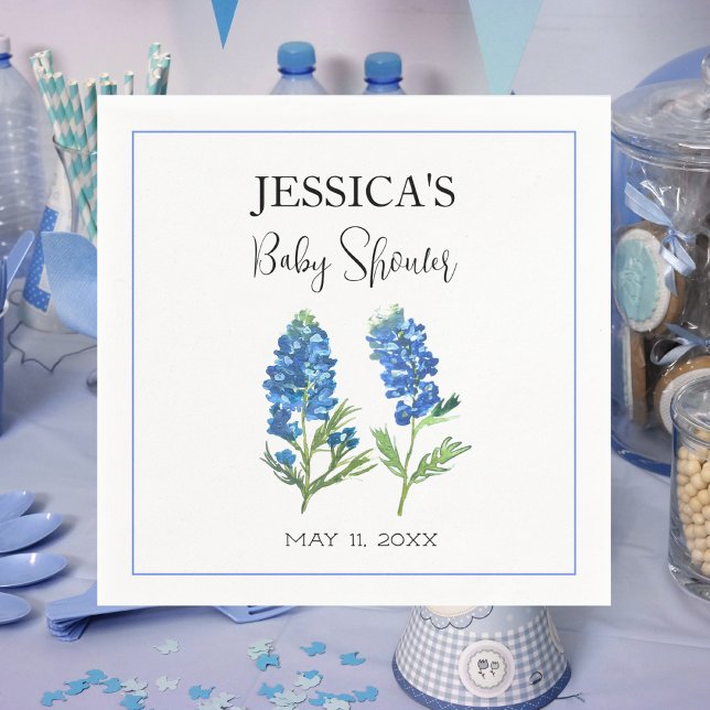 Bluebonnets Flowers Texas Baby Shower Girl Napkin (Creator Uploaded)