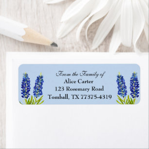 Bluebonnets Funeral Texas State Flower Watercolor Return Address Label