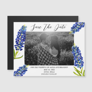 Bluebonnets Photo Wedding Spring Script Magnet