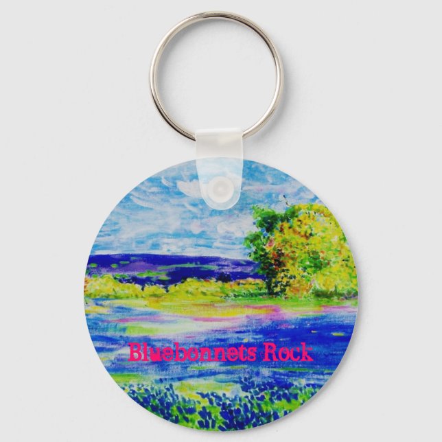 Bluebonnets Rock Key Ring (Front)