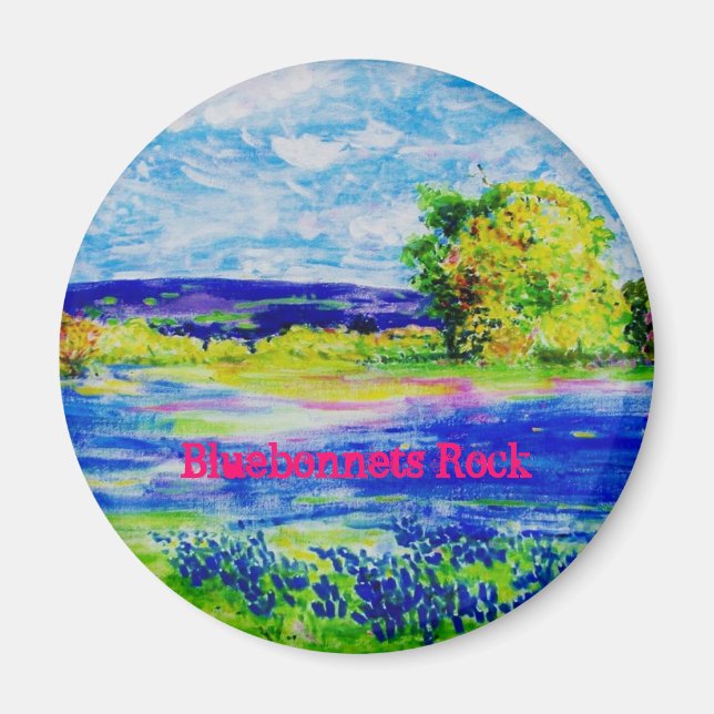 Bluebonnets Rock Magnet (Front)