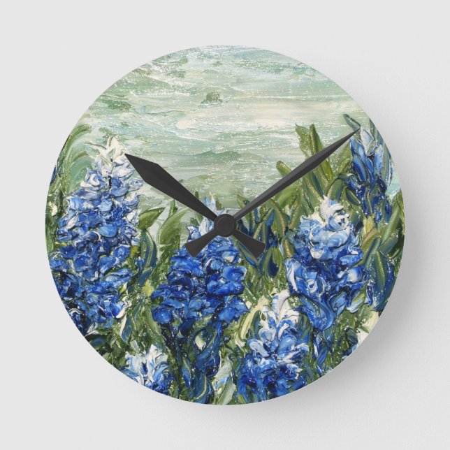 Bluebonnets Round Clock (Front)