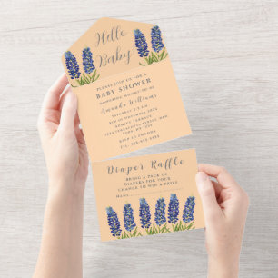 Bluebonnets Texas Baby Shower Gender Neutral All In One Invitation