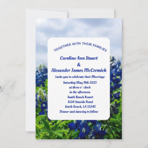 Bluebonnets Texas Blue Floral Elegant Wedding  Inv Invitation