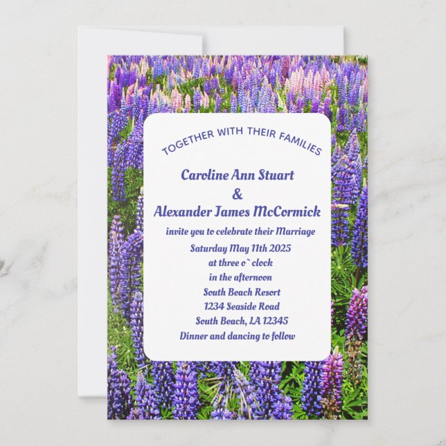 Bluebonnets Texas Blue Floral Elegant Wedding  Invitation (Front)