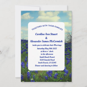Bluebonnets Texas Blue Floral Elegant Wedding Invitation