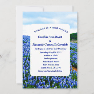Bluebonnets Texas Blue Floral Elegant Wedding  Invitation
