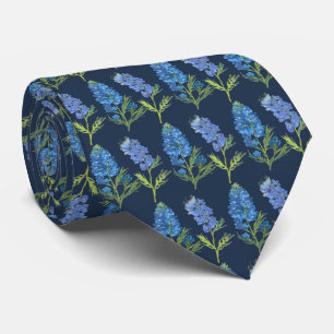 Bluebonnets Texas Blue Floral vintage watercolor Tie