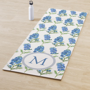 Bluebonnets Texas Blue Floral Watercolor pattern Yoga Mat
