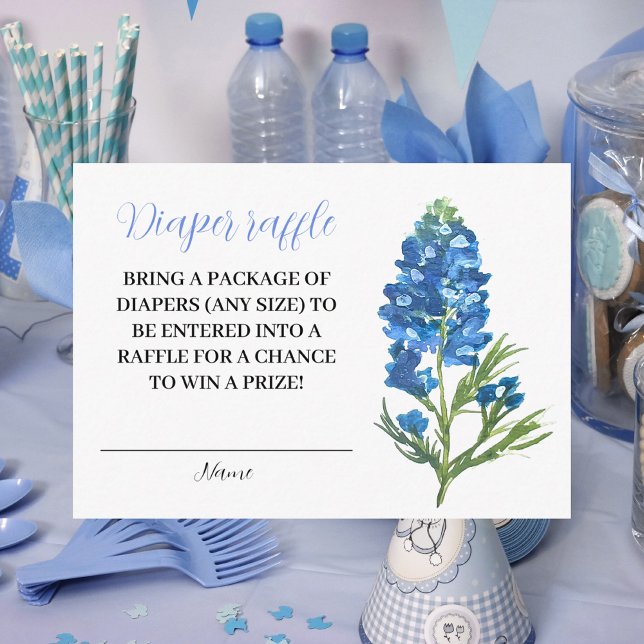 Bluebonnets Texas Floral Diaper Raffle Baby Shower Enclosure Card (Creator Uploaded)