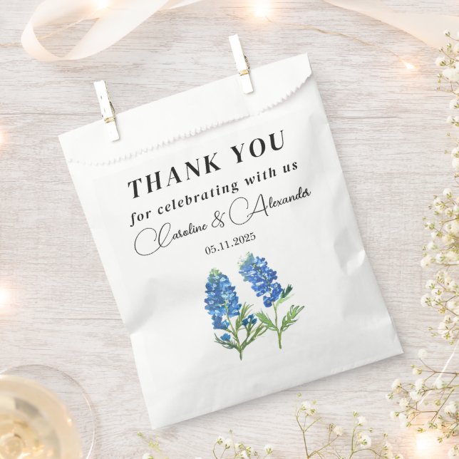 Bluebonnets Texas Floral Modern Chic Wedding Favour Bag (Clipped)