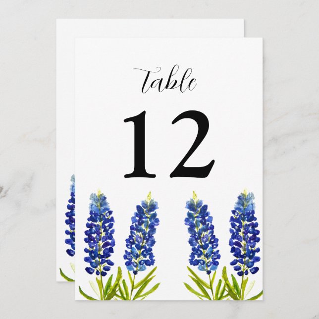 Bluebonnets Texas Floral Wildflower Blue Wedding Invitation (Front/Back)