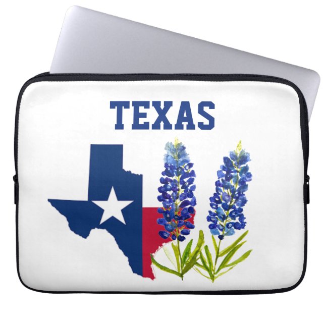 Bluebonnets Texas Flower Floral Texan Flag Laptop Sleeve (Front)