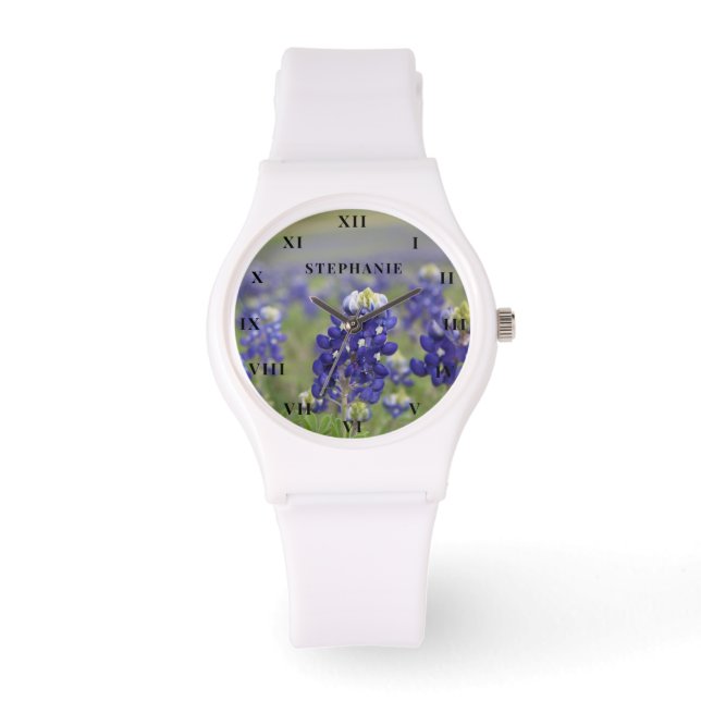Bluebonnets Texas Flower Lupine Floral Watch (Front)