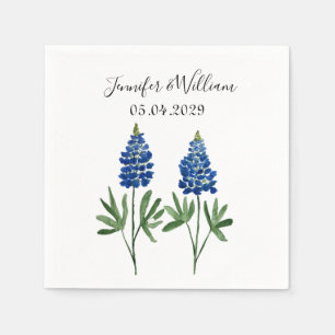 Bluebonnets Texas flower watercolor Floral Wedding Napkin