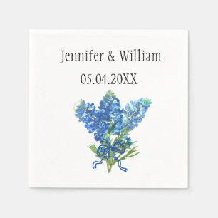 Bluebonnets Texas flower watercolor Floral Wedding Napkin