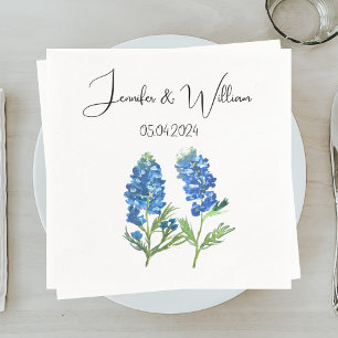 Bluebonnets Texas flower watercolor Floral Wedding Napkin