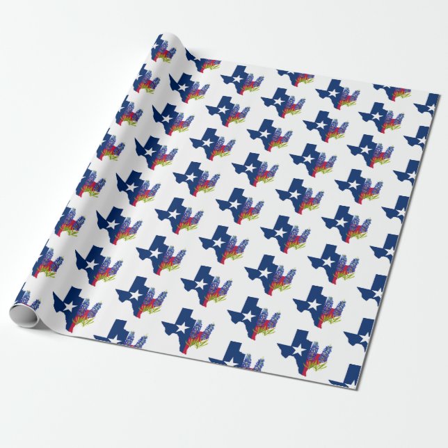 Bluebonnets Texas Flowers Wildflowers Watercolor  Wrapping Paper (Unrolled)