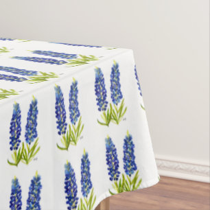 Bluebonnets Texas State Floral Lupine Watercolor Tablecloth
