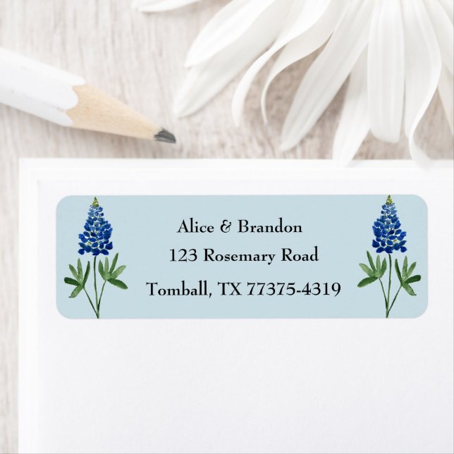 Bluebonnets Texas State Flowers Lupine Blue Return Address Label (Insitu)