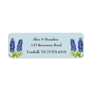 Bluebonnets Texas State Flowers Lupine Blue Return Address Label