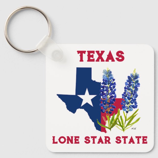 Bluebonnets Texas State Flowers Lupine Lone Star K Key Ring (Front)