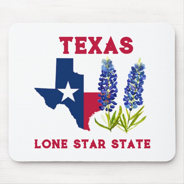 Bluebonnets Texas State Flowers Lupine Lone Star Mouse Pad (Front)