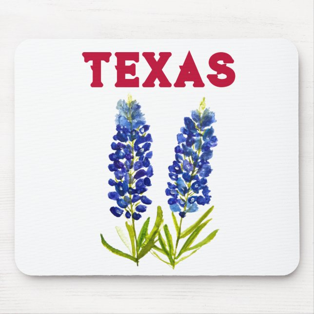 Bluebonnets Texas State Flowers Lupine Lone Star Mouse Pad (Front)
