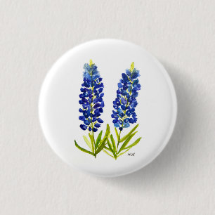 Bluebonnets Texas State Flowers Lupine Watercolor 3 Cm Round Badge