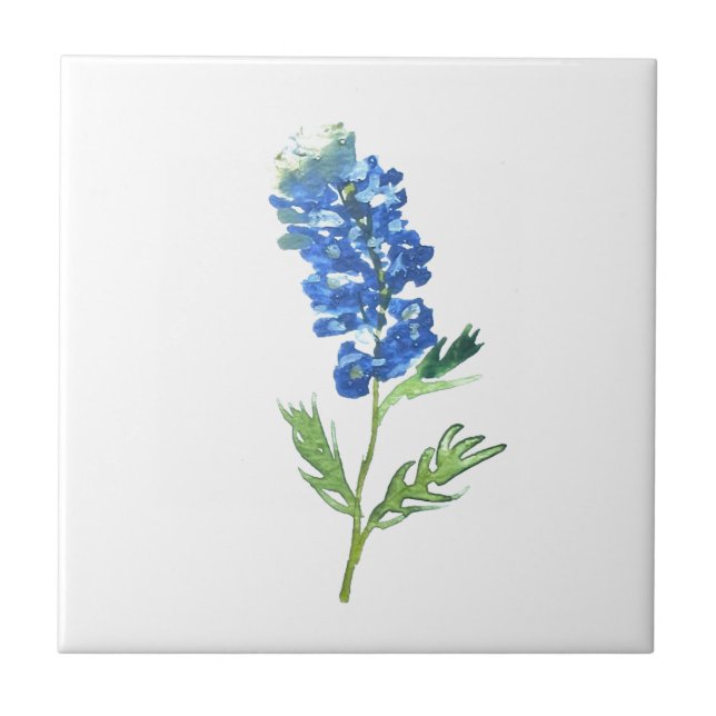 Bluebonnets Texas State Flowers Lupine Watercolor  Ceramic Tile (Front)