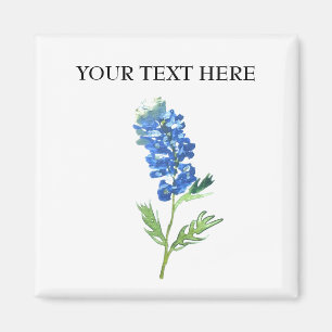 Bluebonnets Texas State Flowers Lupine Watercolor Magnet
