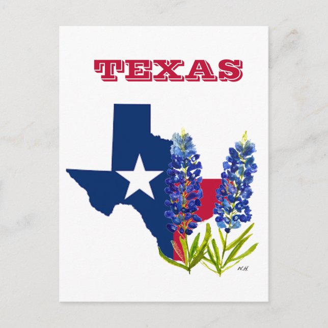 Bluebonnets Texas State Flowers Lupine Watercolor  Postcard (Front)