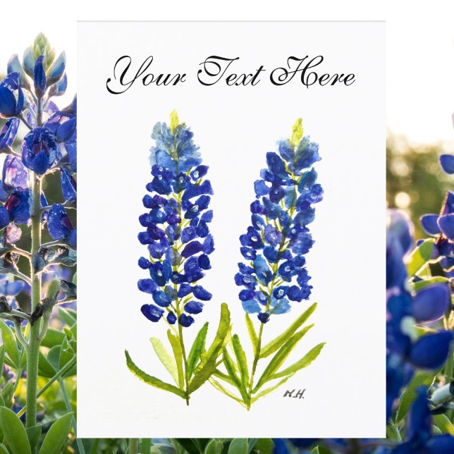 Bluebonnets Texas State Flowers Lupine Watercolor  Postcard (Creator Uploaded)