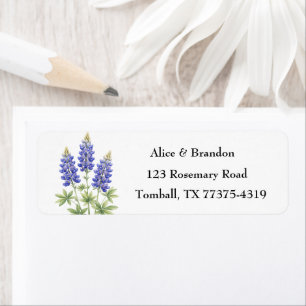 Bluebonnets Texas State Flowers Lupine Watercolor Return Address Label