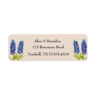 Bluebonnets Texas State Flowers Lupine Watercolor  Return Address Label
