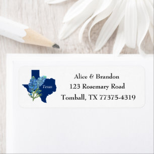 Bluebonnets Texas State Flowers Lupine Watercolor Return Address Label