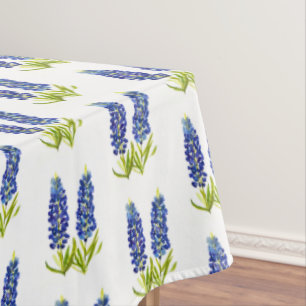 Bluebonnets Texas State Flowers Lupine Watercolor Tablecloth