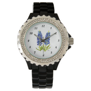 Bluebonnets Texas State Flowers Lupine Watercolor Watch