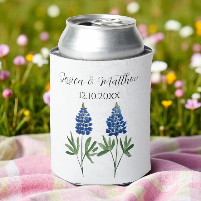 Bluebonnets Texas Texan floral nature Weddings Can Cooler (Creator Uploaded)