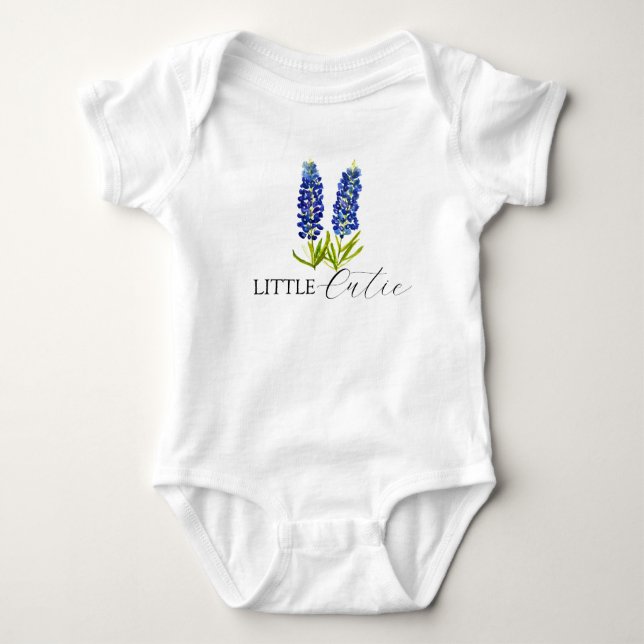Bluebonnets Texas watercolor Floral Baby bodysuit (Front)