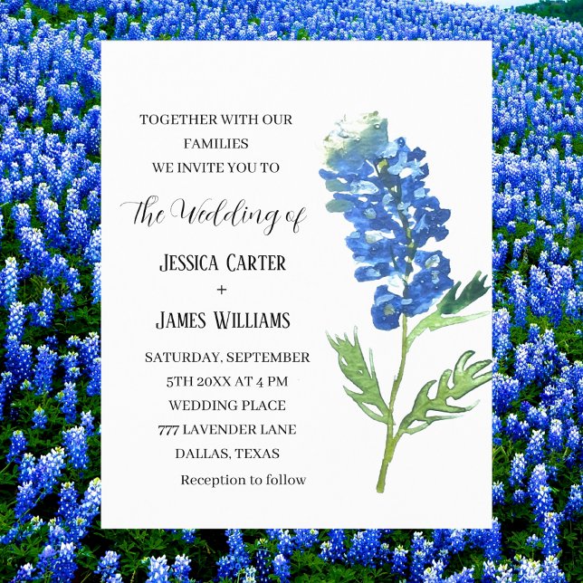 Bluebonnets Texas Watercolor Floral Wedding (Creator Uploaded)