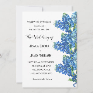 Bluebonnets Texas Watercolor Floral Wedding Invitation