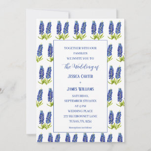 Bluebonnets Texas Watercolor Floral Wedding Invitation