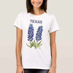 Bluebonnets Texas Wildflowers Lupine Watercolor T-Shirt