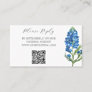 Bluebonnets Watercolor Flowers Floral Wedding Enclosure Card