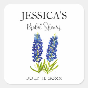 Bluebonnets Wildflower Blue Flowers Bridal Shower Square Sticker
