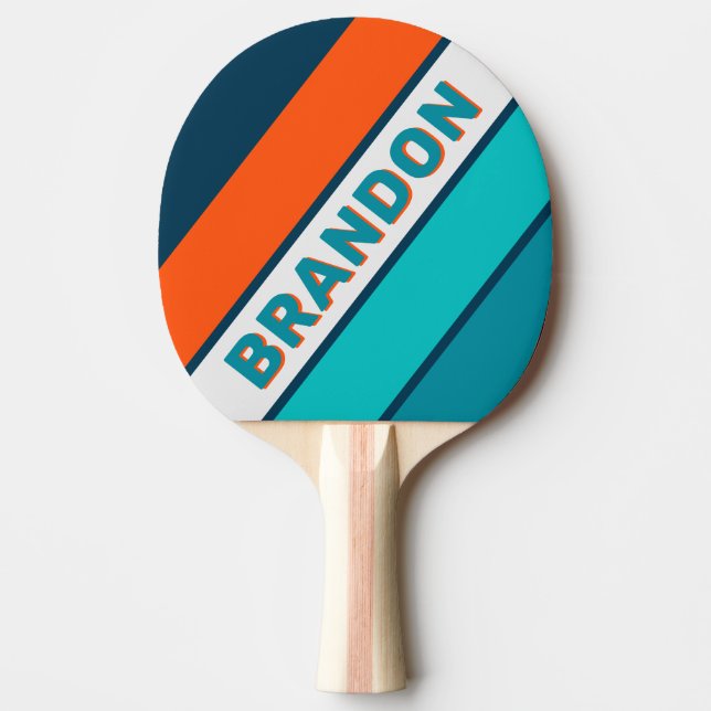 Bluebottle Echo Bold Striped with Name Ping Pong Paddle (Front)